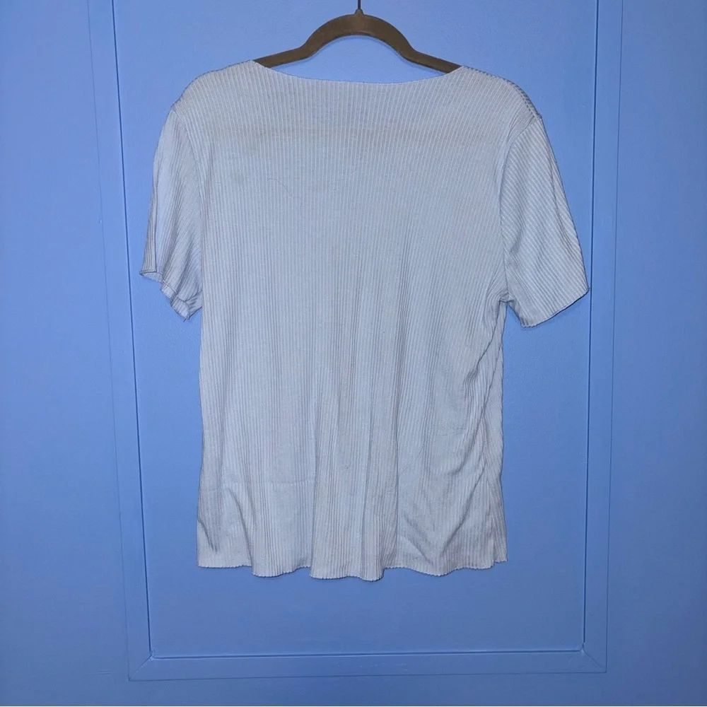Blue Short Sleeve Top with Ribbon Accents - Women’s Size XL - Picture 2 of 5